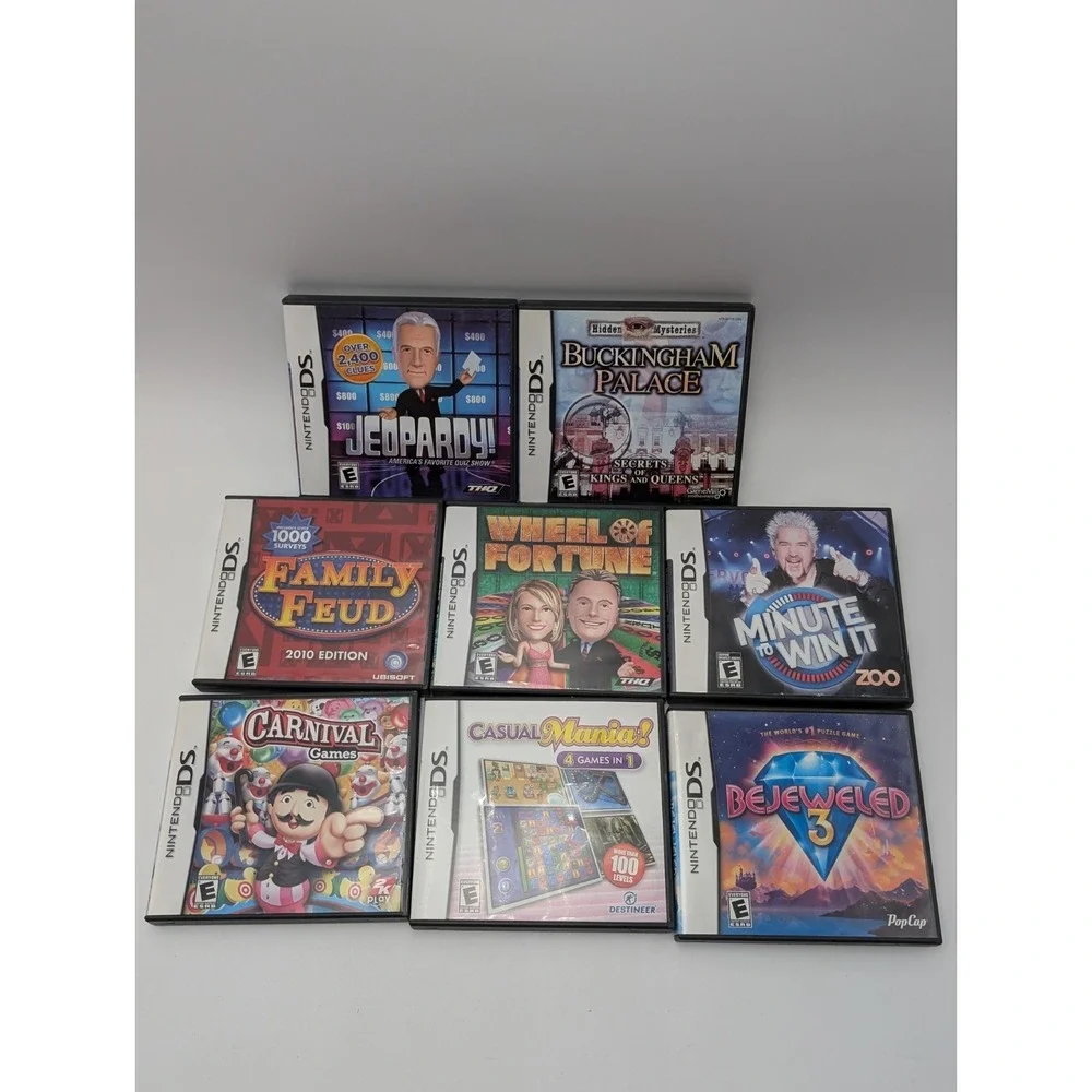 Lot Of 8 Nintendo DS Games With Cases Complete Wheel of Fortune Family Feud CIB